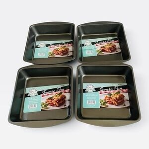 Bake Ware Nonstick Square Metal Baking Pans Set of 4 New